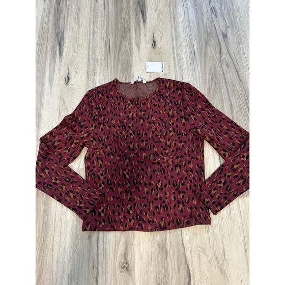 NWT! WALTER BAKER Size Large Women's Maroon Fitted Sylvie Long Sleeve Top/Shirt - Picture 1 of 5